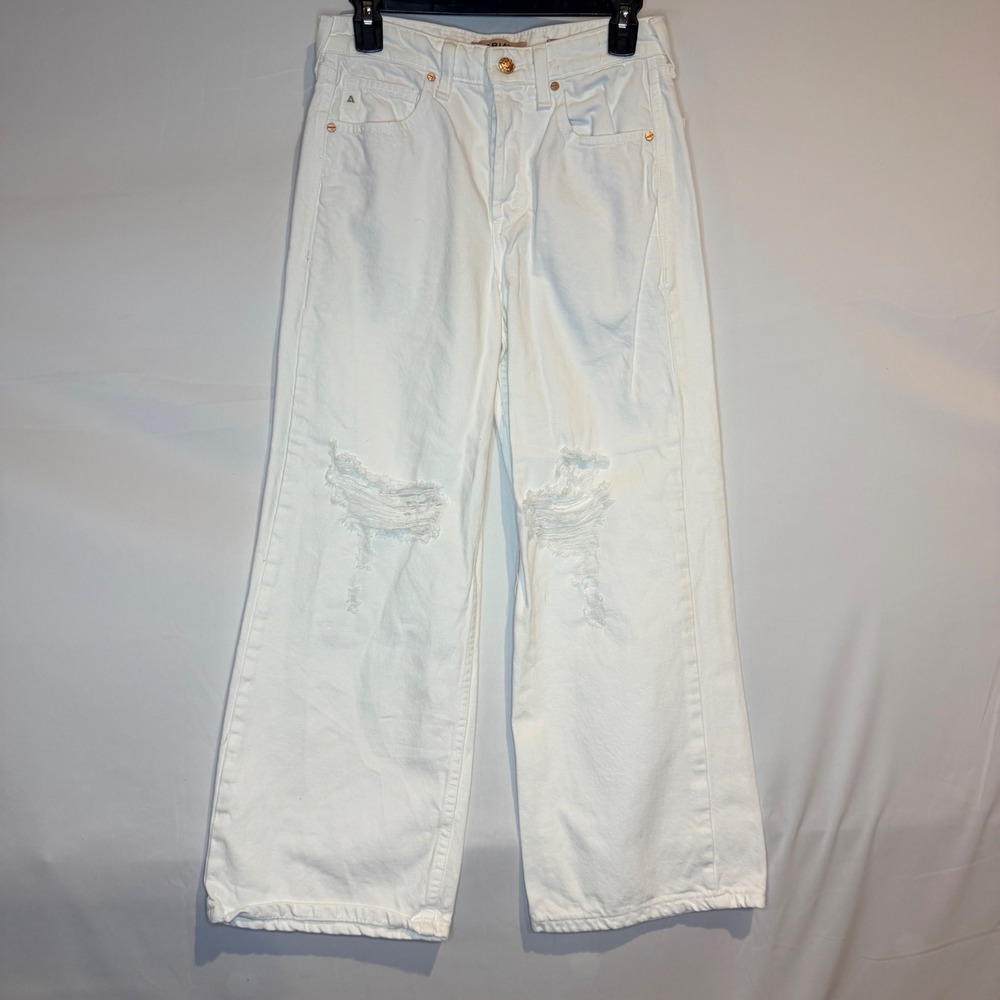 Ariat REAL Denim Womens White High Rise Wide Leg Distressed Jeans Size 26